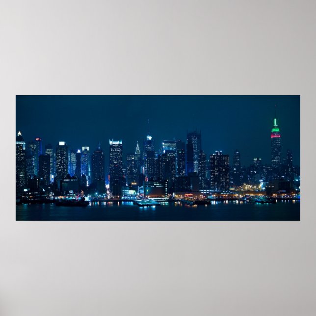 Manhattan Night Panorama Poster (Framsidan)
