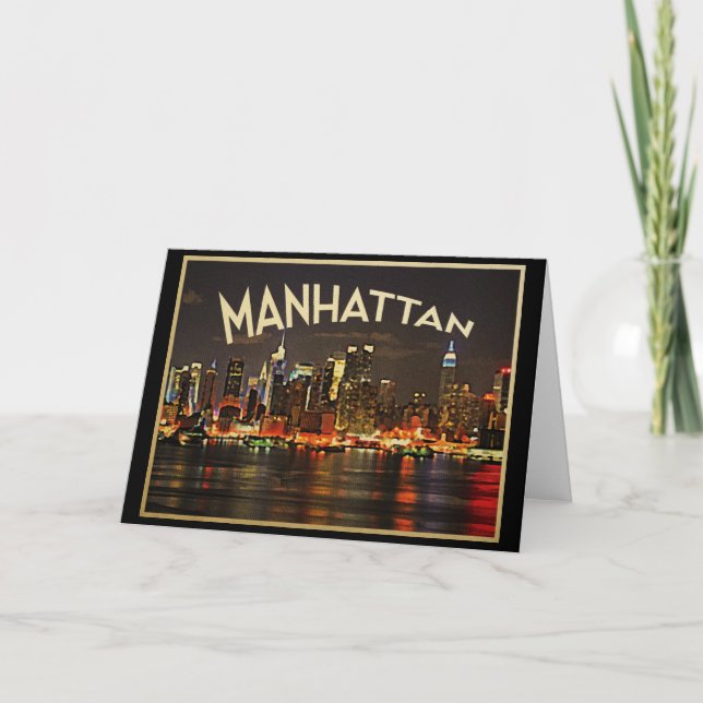 Manhattan Night Skyline Kort (Framsida)