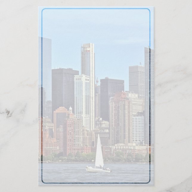 Manhattan NY - Segelbåt av Manhattan Skyline Brevpapper (Framsida)
