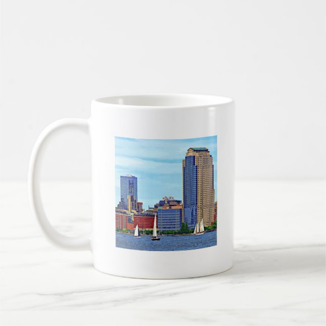 Manhattan NY - Tre båtar av Manhattan Skyline Kaffemugg (Vänster)