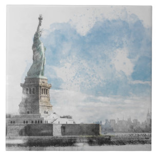Manhattan NYC Frihetsgudinnan Ceramic Tile Wall Kakelplatta