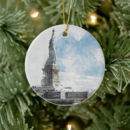 Manhattan Nyc Liberty Statue Julgransprydnad Keramik