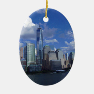 Manhattan NYC världshandel centrerar WTC Hudson Julgransprydnad Keramik