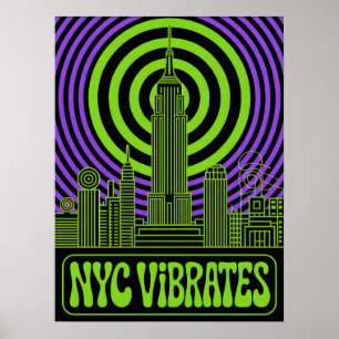 Manhattan NYC Vibrerar Empire State Building Konst Poster