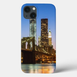 Manhattan och Brooklyn Bridge vid dusk