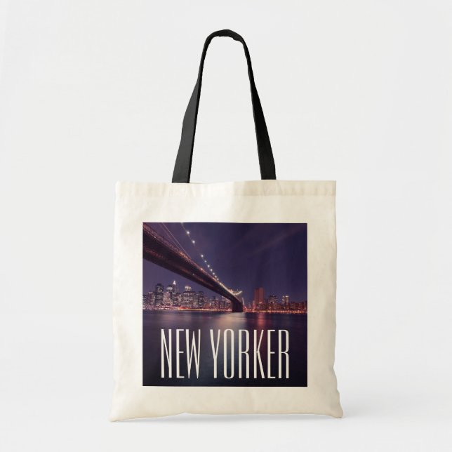 Manhattan på natten, Brooklyn Bridge, Öster River Tygkasse (Framsidan)