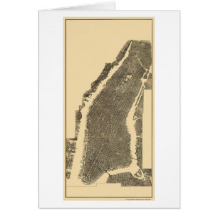 Manhattan panorama- karta för NY - 1900 Hälsningskort