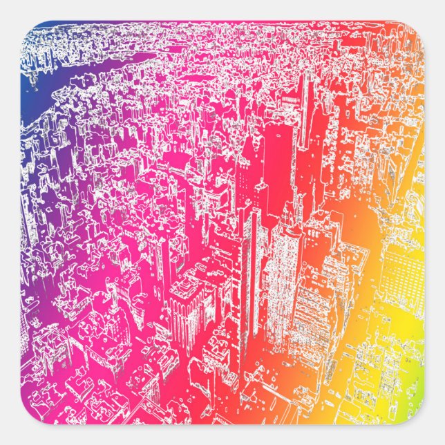 Manhattan rainbow fyrkantigt klistermärke (Framsida)
