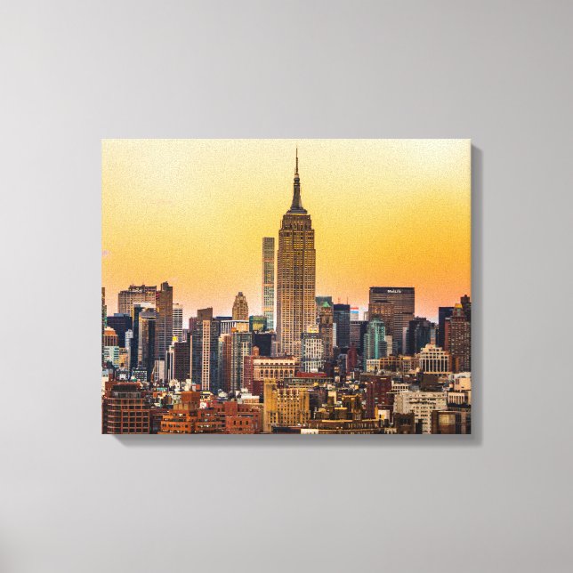 MANHATTAN SKYLINE AT SUNSET, NEW YORK, USA CANVASTRYCK (Framsida)