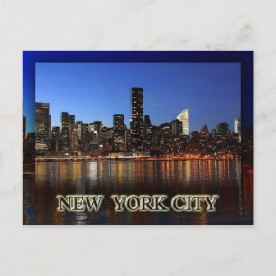 Manhattan Skyline nattetid - New York City Vykort