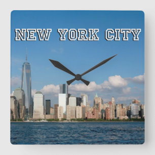 Manhattan Skyline New York City USA Fyrkantig Klocka