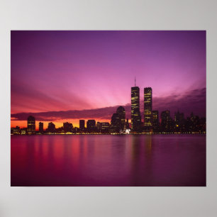 Manhattan Skyline och Hudson River, New York Poster