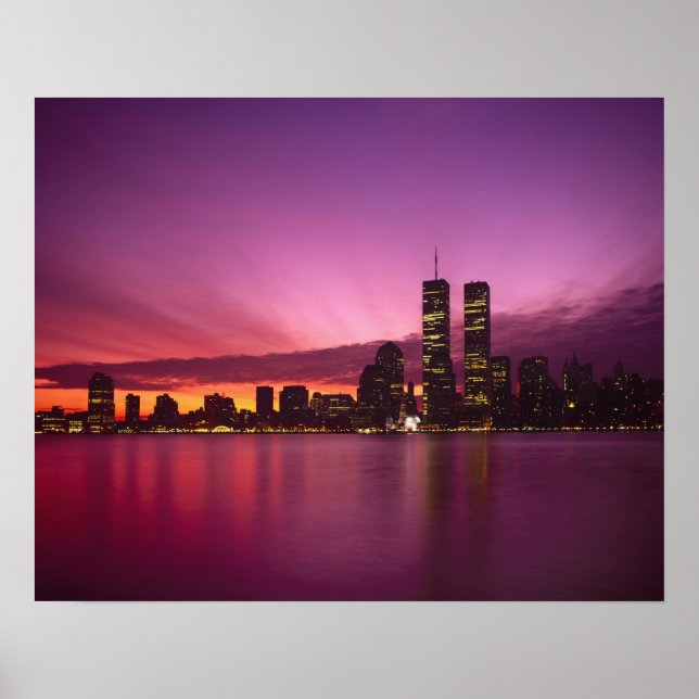 Manhattan Skyline och Hudsonfloden, New York, Poster (Framsidan)
