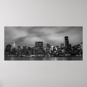 Manhattan Skyline på Night Poster