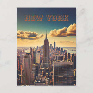 Manhattan Skyline retro vintage Sunset Vykort