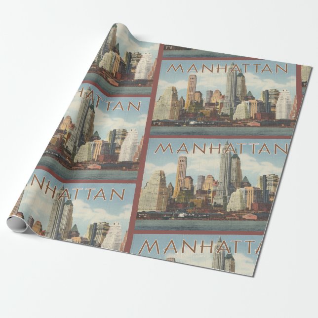 Manhattan Skyline vintage New York Presentpapper (Utrullad)