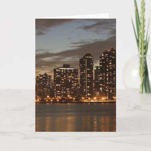 Manhattan Skyscraper i Night Kort (Framsida)