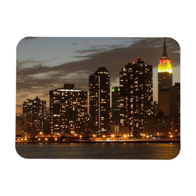 Manhattan Skyscraper i Night Magnet (Horisontell)