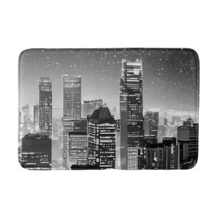 Manhattan Under Stars i Black and White Badrumsmatta