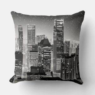 Manhattan Under Stars i Black and White Kudde