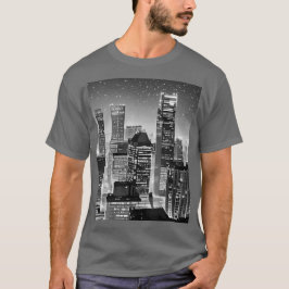 Manhattan Under Stars i Black and White T Shirt