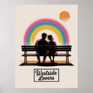 Manhattan West Side Älskande Riverside Park Solned Poster