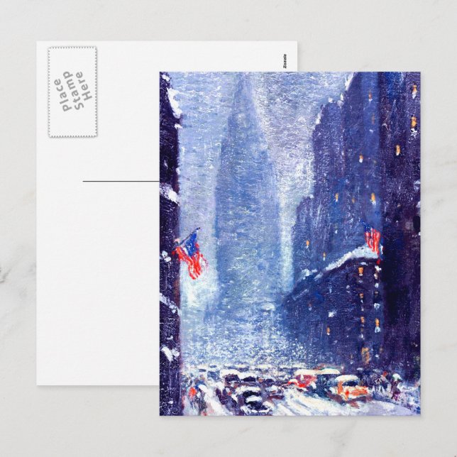 Manhattan Winter Scene.Fine Art jul Helg Vykort (Fram/baksida)
