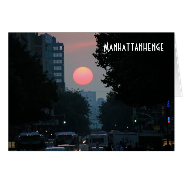 Manhattanhenge: inställning av den pinkish orange hälsningskort (Framsidan Horizontal)