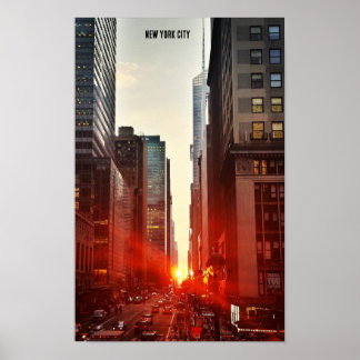 Manhattanhenge Solnedgång Poster
