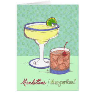 Manhattans & för margaritor anpassade hälsningskort