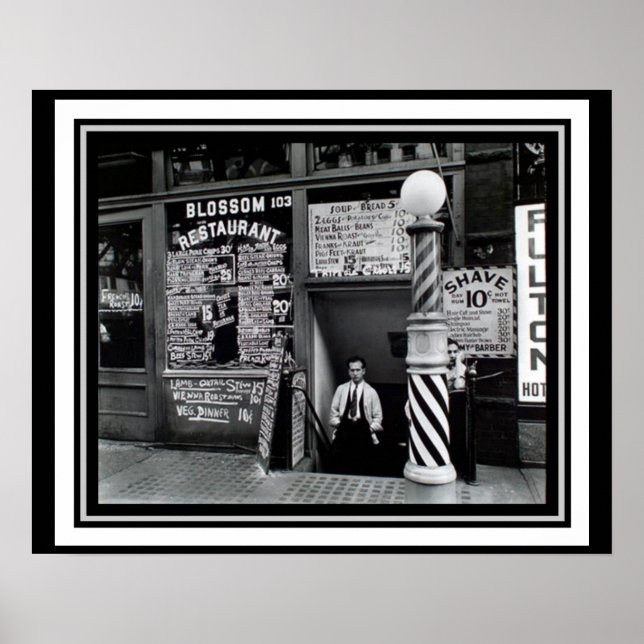 Manhatten Barber Shop Restaurant Poster 16 x 20 (Framsidan)