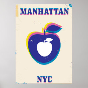Manhatten NYC vintage 'Big Apple' Resa affisch