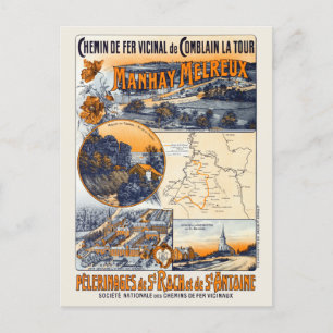 Manhay Melreux Belgium Vintage affisch 1920-talet Vykort