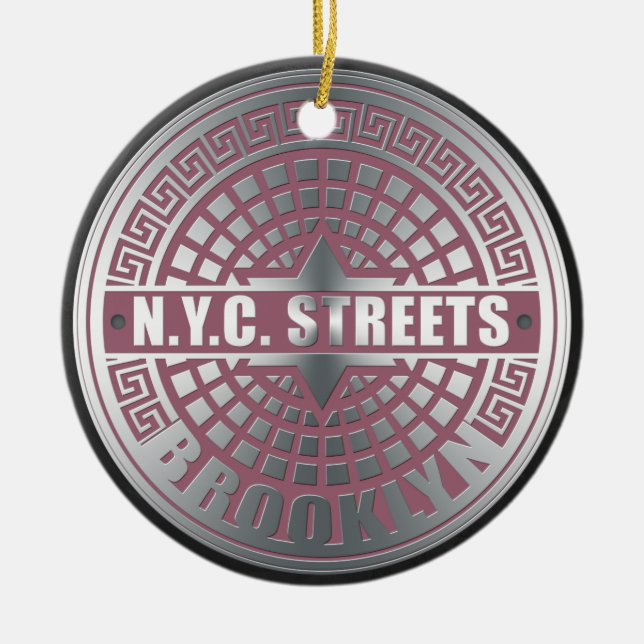 Manhole Covers Brooklyn Julgransprydnad Keramik (Framsidan)
