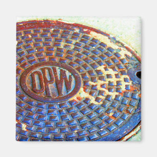 Manholen för NYC DPW täcker kvadrerar magneten Magnet