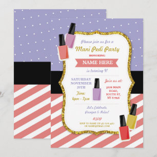 Mani Pedi Beauty Spa Födelsedagsfest Pamper polska Inbjudningar
