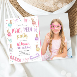 Mani-Pedi-fest Manikyr och pedikyr Båge Födelsedag Inbjudningar