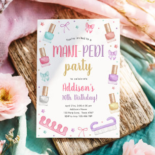 Mani-Pedi-fest Manikyr och pedikyr båge födelsedag Inbjudningar