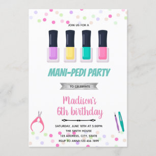 Mani pedi spa sömn födelsedag inbjudningar