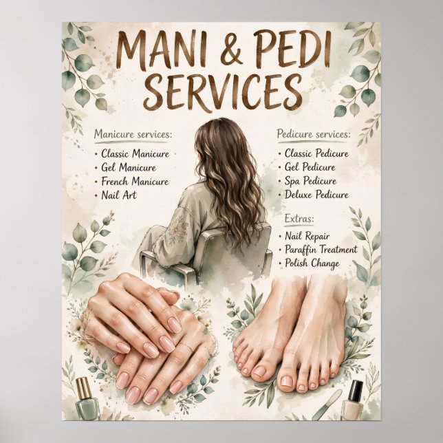 Mani & Pedi-tjänster Boho Väggkonst (Framsidan)