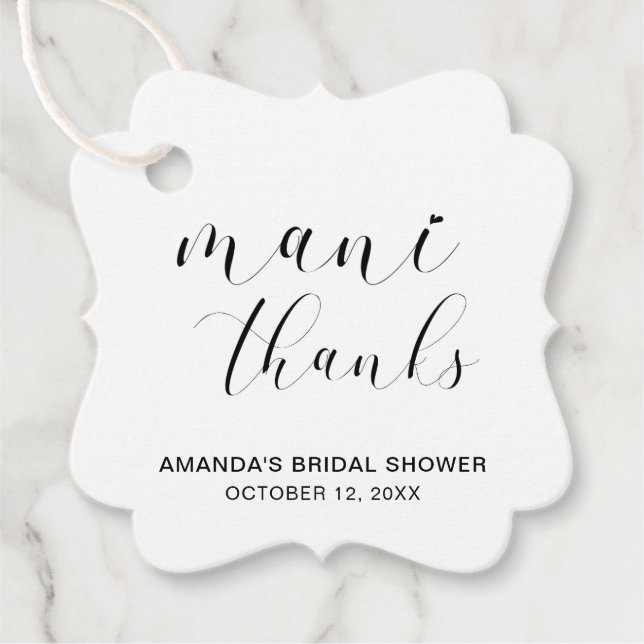 Mani Tacksam Svart Vit Elegant Bröllopsdusch Gåvor Etiketter (Framsida)