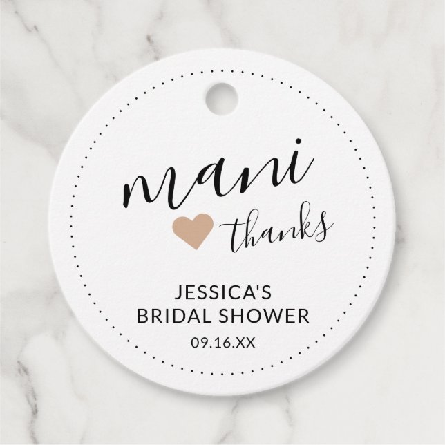Mani Thanks Bröllopsdusch Nagellack Gåvor Etiketter (Framsida)