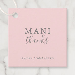 Mani Thanks Enkel Rosa och Grå Bröllopsdusch Gåvor Etiketter
