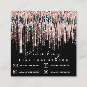ManiboyNail Artist Drip Glitter Social Ro Blac Fyrkantigt Visitkort