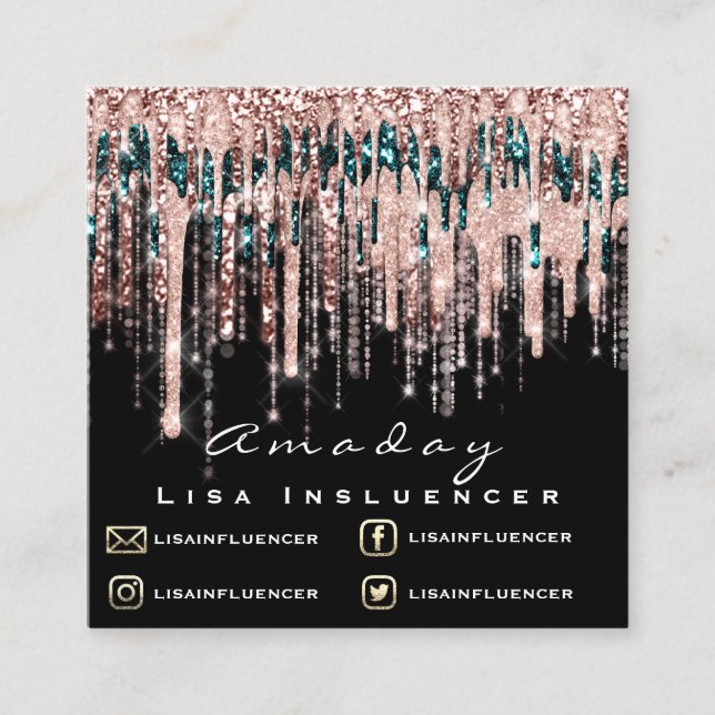 ManiboyNail Artist Drip Glitter Social Ro Blac Fyrkantigt Visitkort (Framsida)