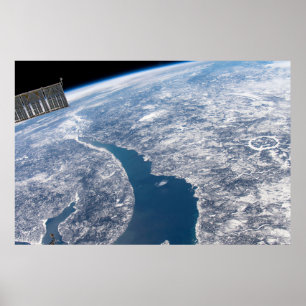 Manicouagan Crater och Saint Lawrence River Poster