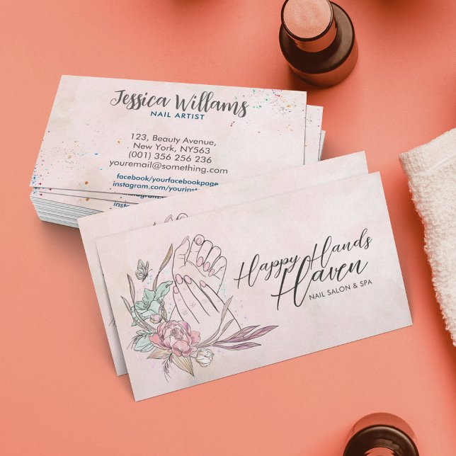 Manicuant Händer och Flowers - Vattenfärg Visitkort (Skapare uppladdad)