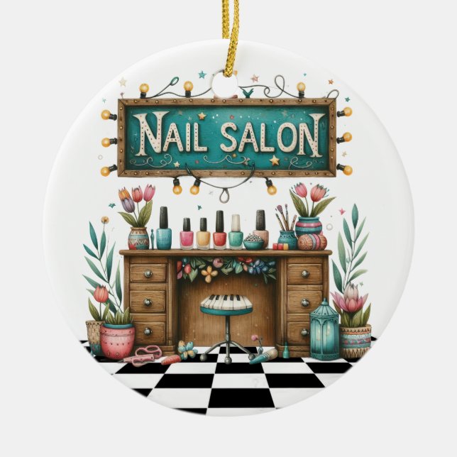 Manicuant Nail Salon Ceramic Ornament (Framsidan)