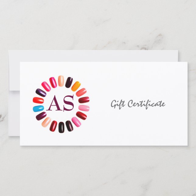 Manicuant Nail Salon Gift Certificate Simple White Tack Kort (Framsida)