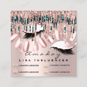 Manicuitera Nail Artist Drives Glitter Social Ro Fyrkantigt Visitkort